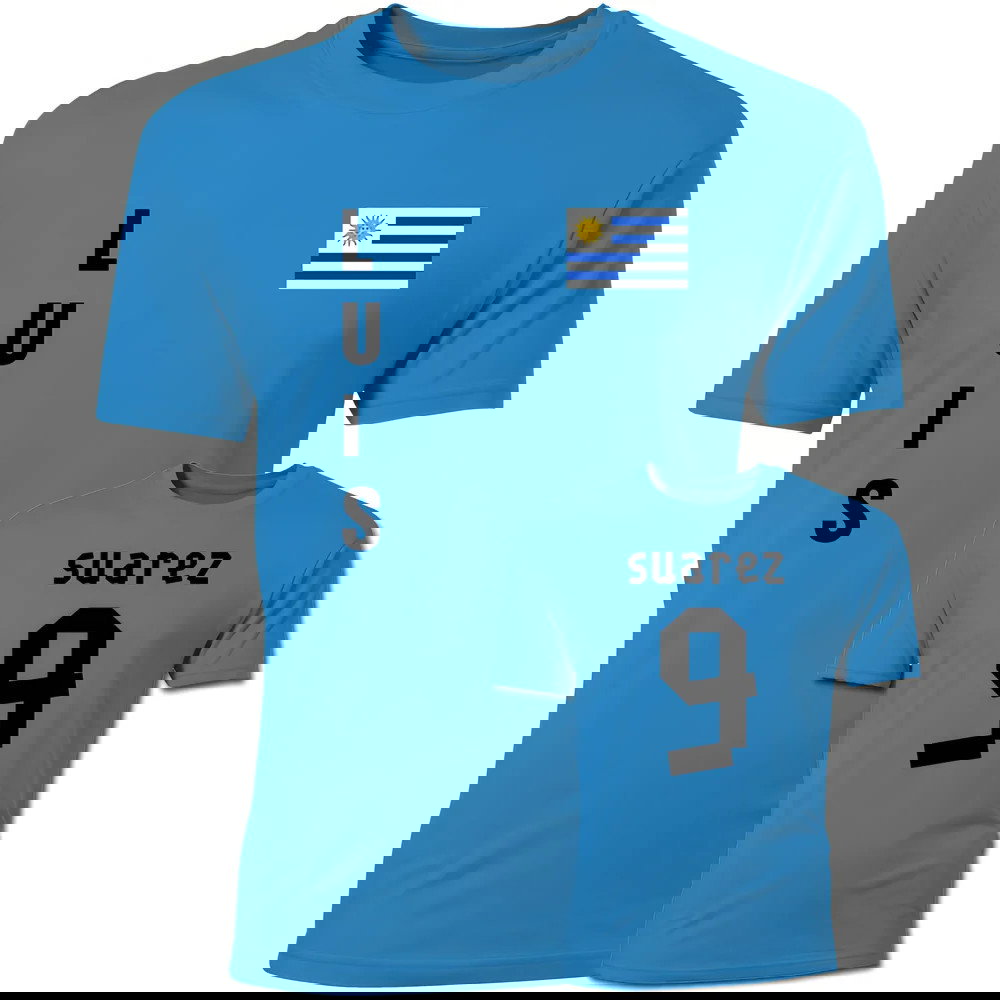 Luis Suarez Uruguay Flag T-Shirt (Blue) [TSHIRTSKYKIDS,TSHIRTSKY] - Uksoccershop