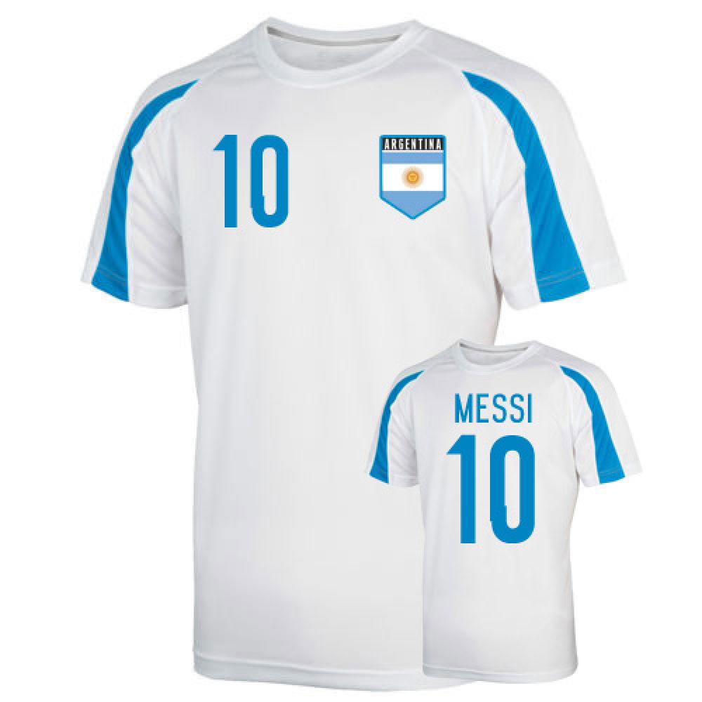 Argentina Sports Training Jersey (messi 10) - Kids [TRAINWHITEBLUEKIDS