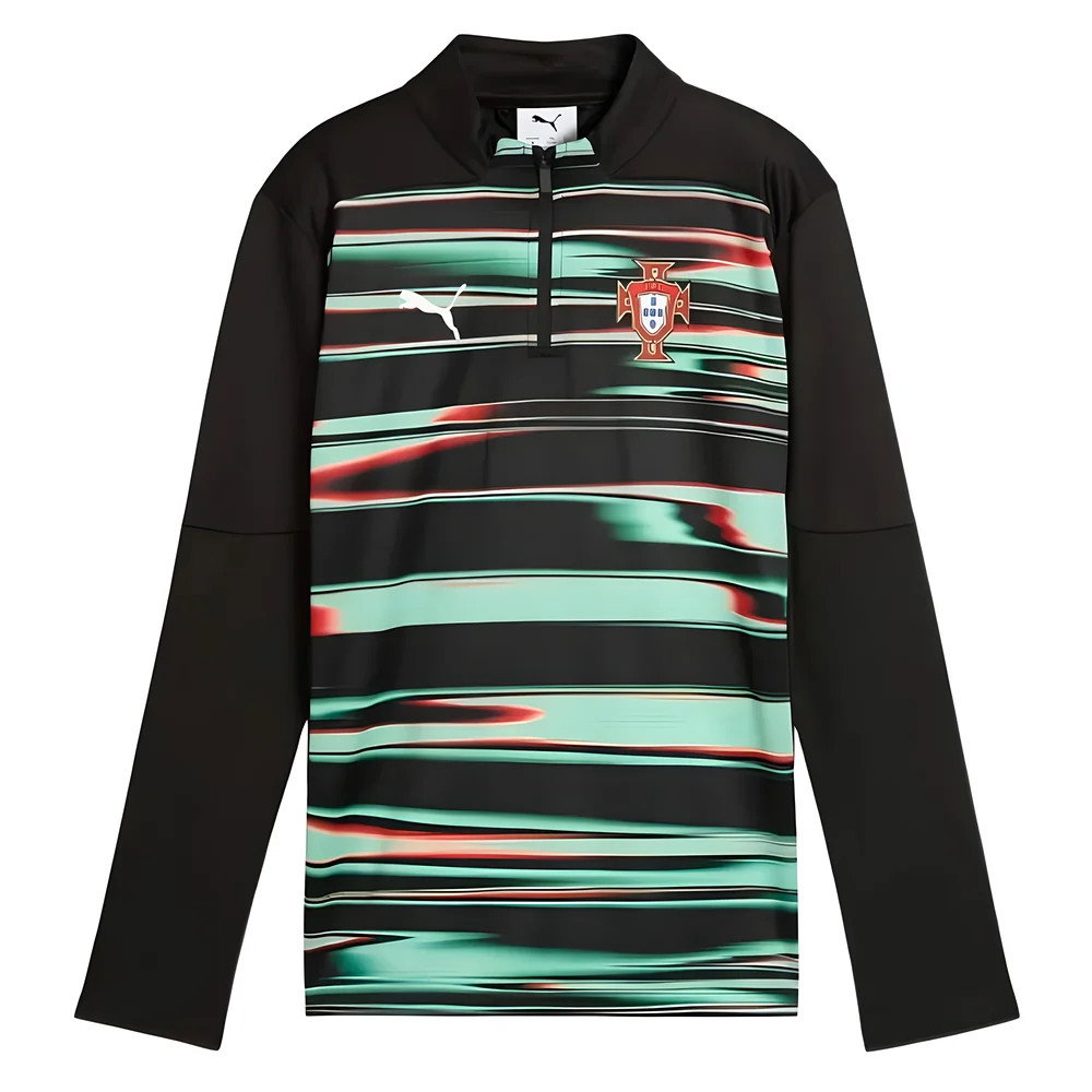 2025-2026 Portugal Prematch 1/4 Zip Top (Black) - Kids [77954718